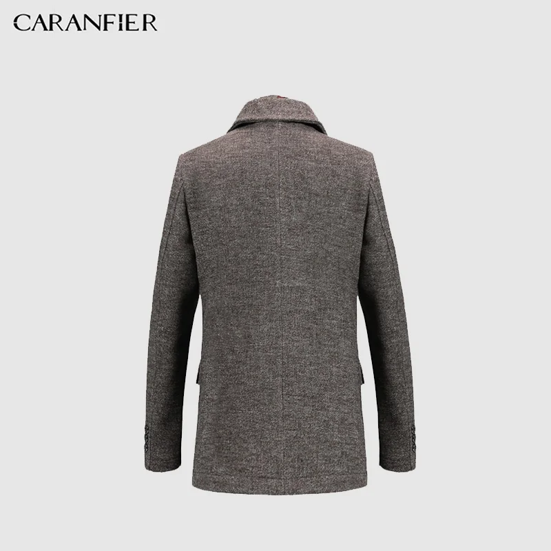 CARANFIER мужские шерстяные смеси 2018 новые модные зимние длинные плюс толстые теплые