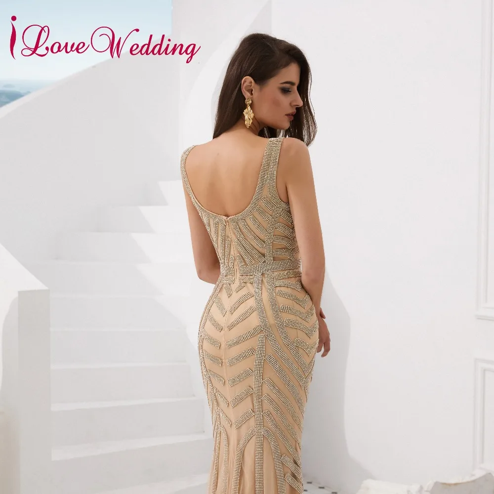 ILoveWedding Великолепная V образным вырезом выходные платья без рукавов платье де