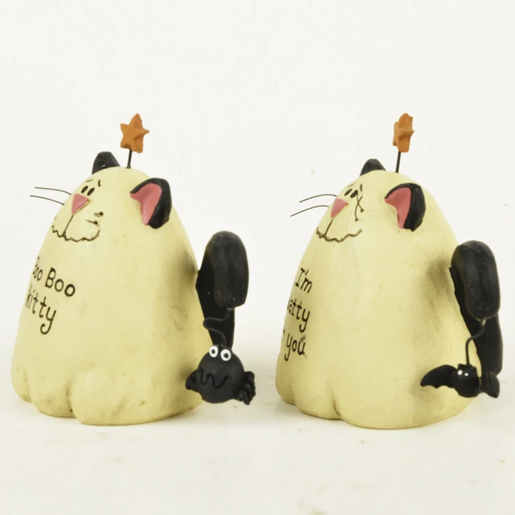 Набор из 2 фигурок Boo Batty and Kitty Cream Ghost Cats с черными злыми птицами сказочный сад