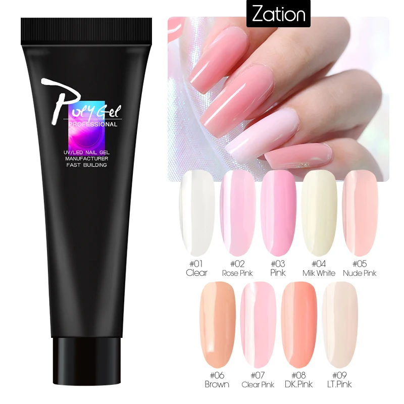 Zation быстрая расширение геля акриловый поли гель розовый белый прозрачный