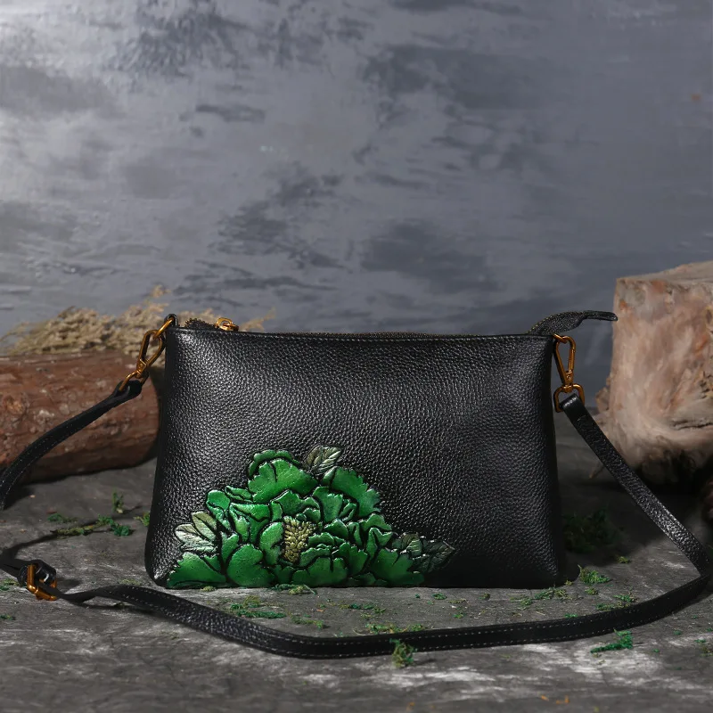 Женские сумки из натуральной кожи роскошные маленькие на плечо тисненые