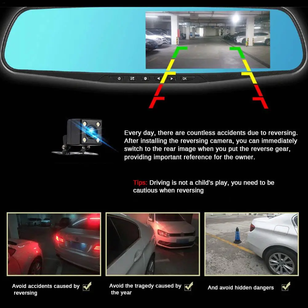 170 градусов с двумя объективами 4 3 дюймов DVR вождение автомобиля Dash рекордер