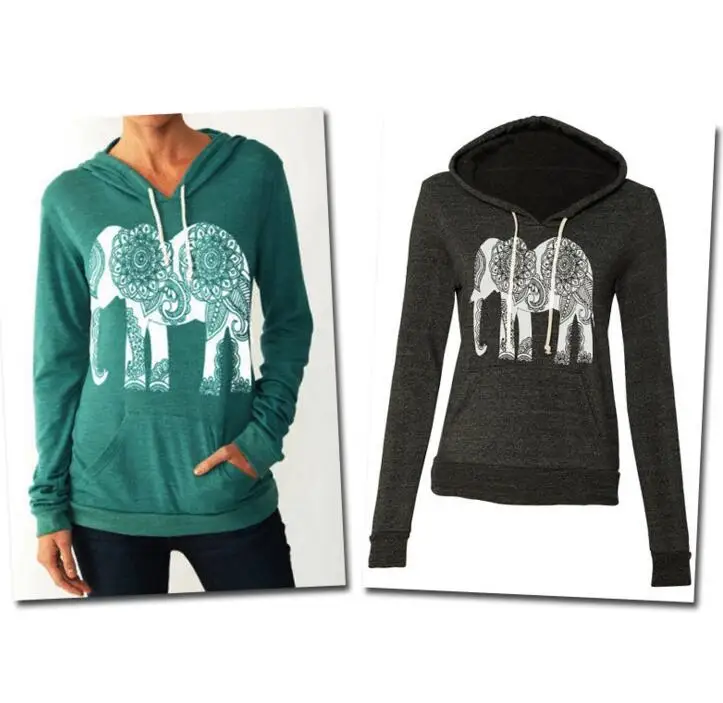 Осень-Весна Женщины Повседневная Печатные Толстовки Кофты С Длинным Рукавом