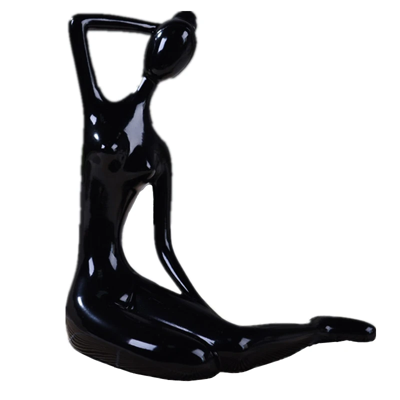 Black Yoga Model-2 VILEAD 11 стильная девушка из смолы, фигурки для йоги, абстрактная черно-белая женская модель для йоги, современные миниатюры для офиса, винтажный домашний декор - Цвет: Black Yoga Model-2