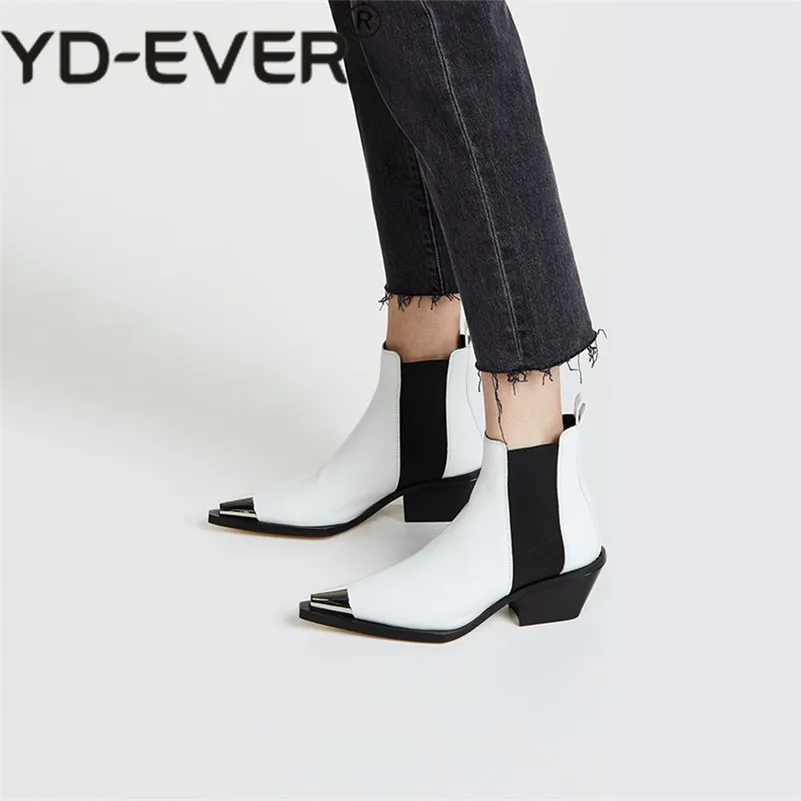 Yd-ever женские ботильоны пикантная обувь с металлическим носком сезон осень-зима