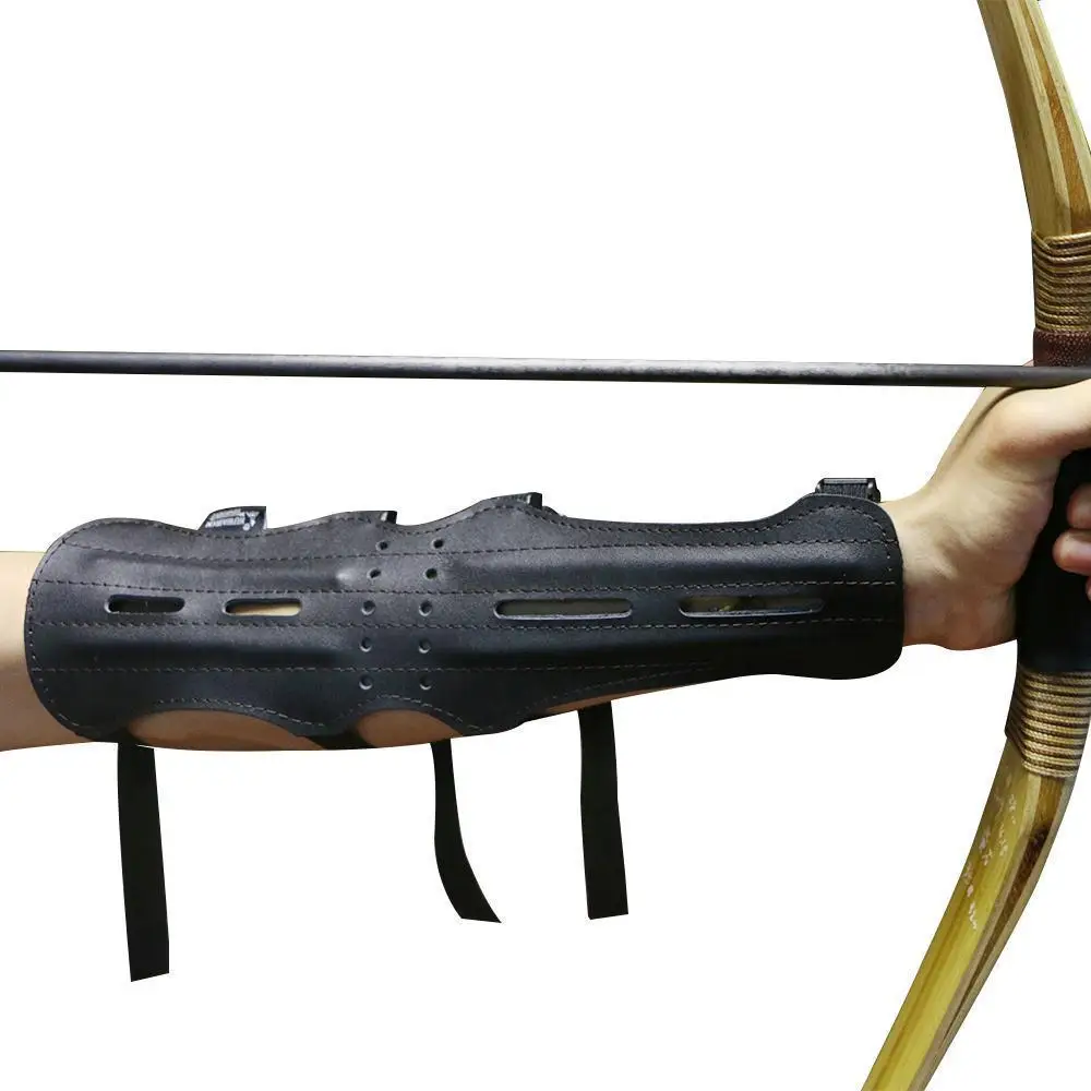 

1PCS Archery Leather Arm Guard 4 Straps Forearm Protect Gear Hunting Arrow Bow
