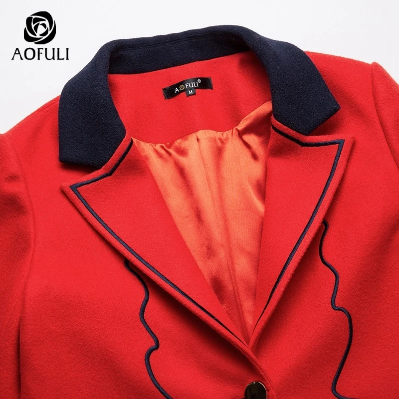 AOFULI S XXXL 4XL 5XL Плюс размер женское Шерстяное Пальто Длинные зимние топы с длинными