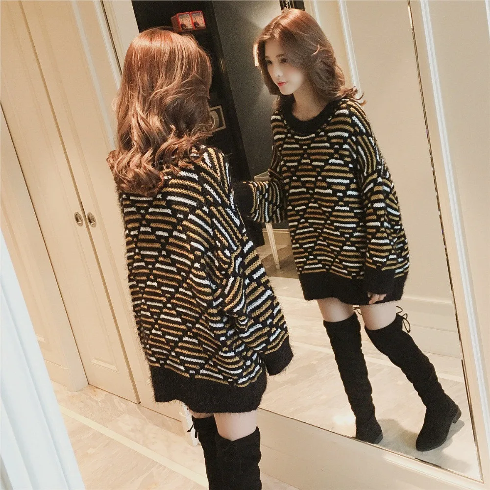 Simenual turtleneck sweaters women winter 2018 jumpers knitted clothes fashion striped oversized pullover female sale NS2227 | Женская