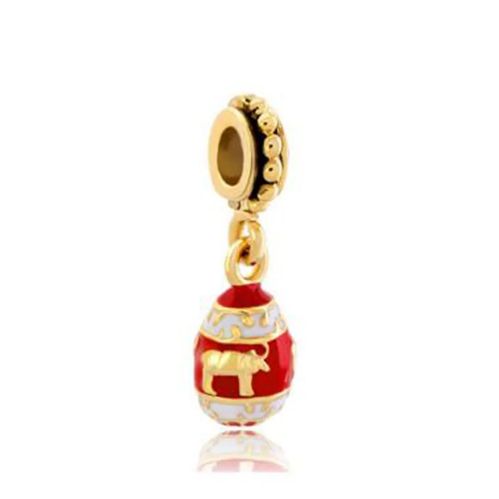 Бесплатная доставка красное пасхальное яйцо Faberge с бусинами подвесками в виде