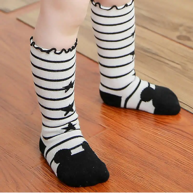 Детские носки с принтом животных хлопковые детские до колена в виде лисы кролика