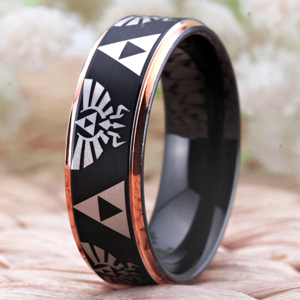 LOZ дизайнерское вольфрамовое кольцо матовое черное с синим/розовым/серебряным