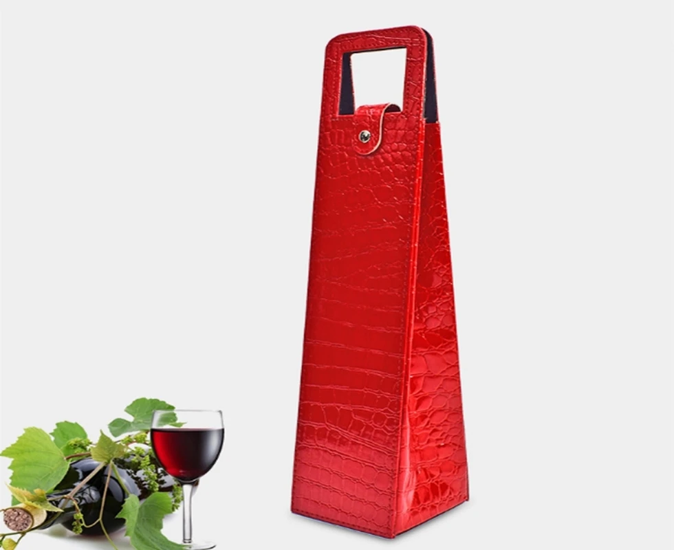 Es Red Wine Leather Bag Customize For Christmas Festival Gift Pouch