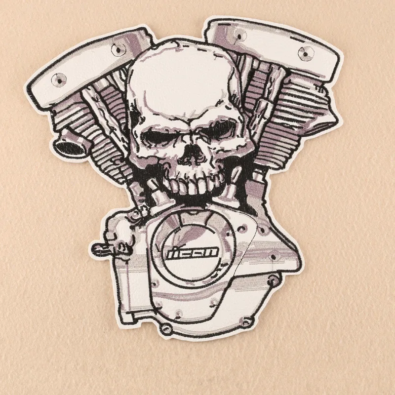 Огромный череп LIVE FREE RIDE Вышивка Патчи Мотоцикл Байкер для куртки сзади 28 8 см * 29 7 |