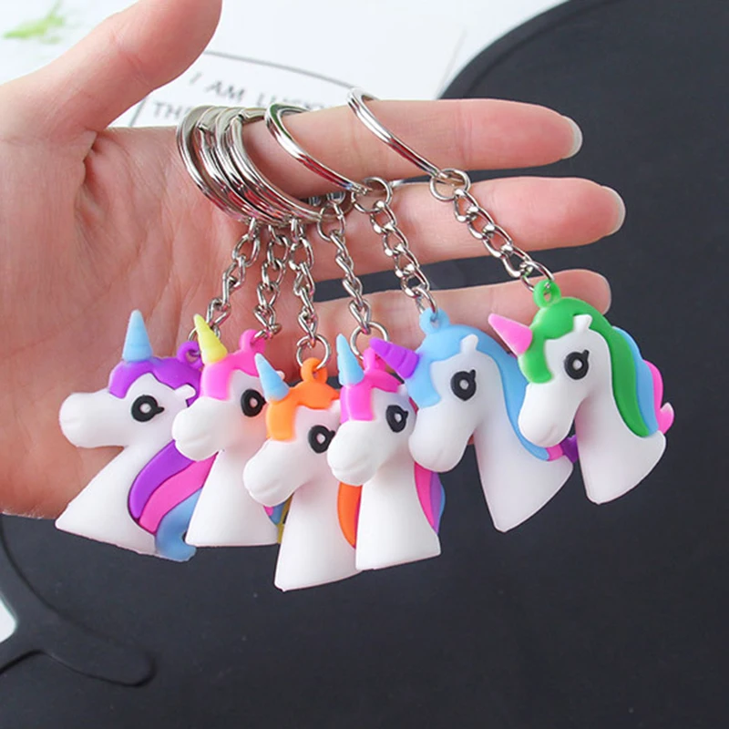 Единорог брелок мультфильм милые розовые женские силиконовый лошадь для Пара