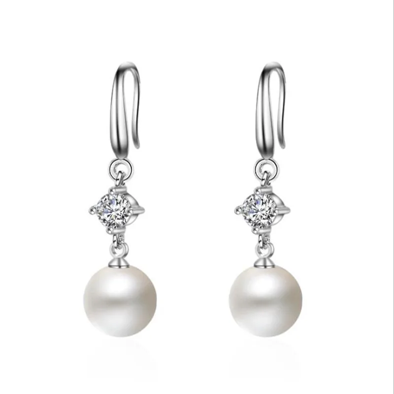 Everoyal Trendy 925 Sterling Silver Earrings For Women Accessories Luxury Crystal Pearl Girls Hook Female Bijou | Украшения и
