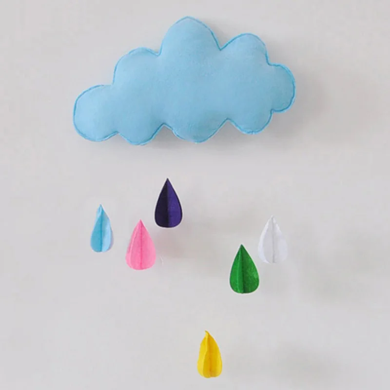 Синий 33x18 см DIY облако мягкие игрушки с каплями дождя 3D облако украшение стены для детской комнаты палатка подвесной кулон фотография Реквизит подарки - Цвет: Синий