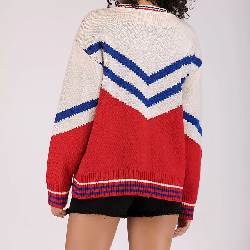 2018 Для женщин геометрический свитер с круглым вырезом Повседневное основе