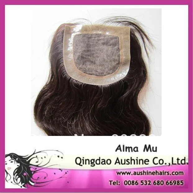 14 inch indian Virgin Hair 4x4 top Lace Closure with PU around |