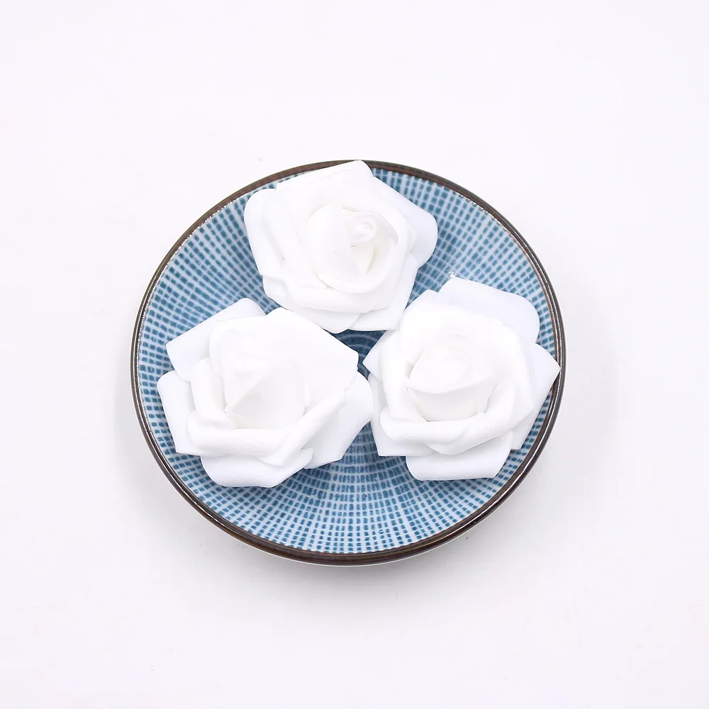white 10 шт., 4 см, голова из пенополиэтилена, голова цветка розы, искусственные розы, цветок, сделай сам, венок ручной работы, ремесло для украшения свадебной вечеринки - Цвет: white