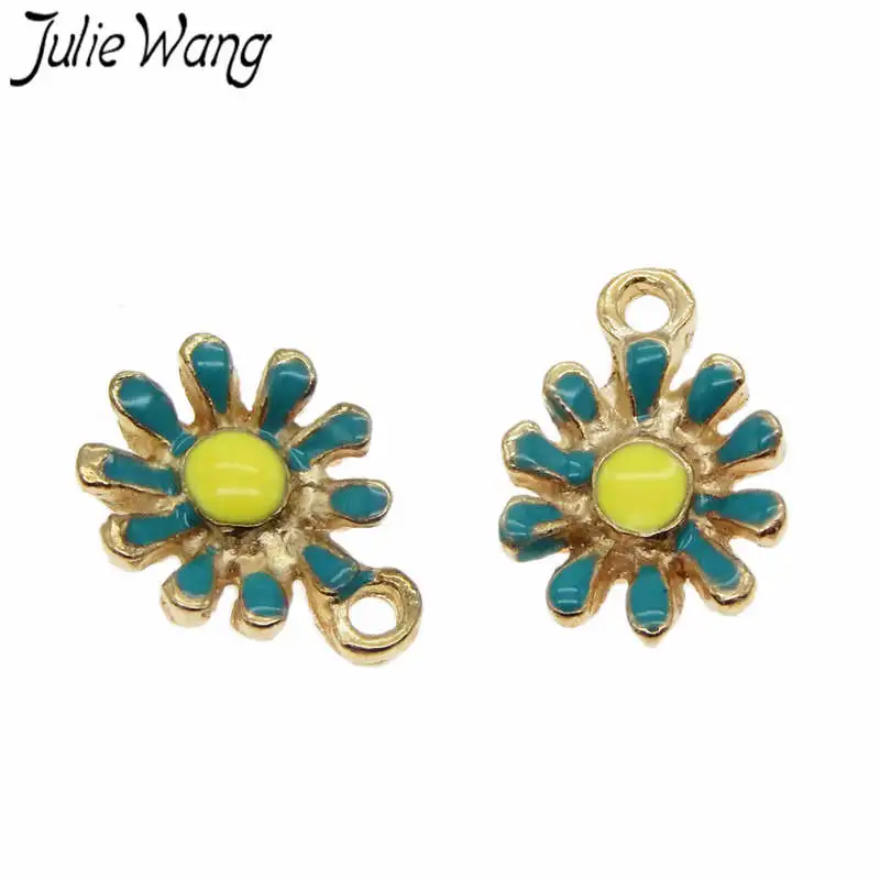 Julie Wang 6 шт. сплав Золотая основа цветы подвески для ожерелье с кулоном серьги