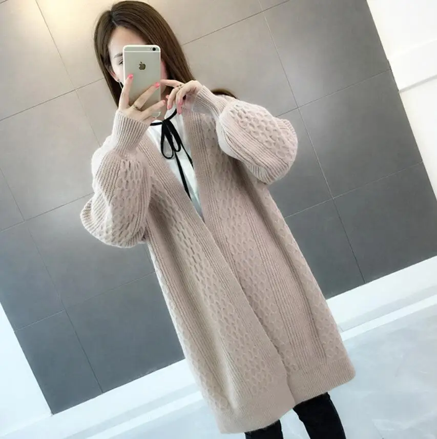 

Women Sweater Cardigan Fashion 2018 Autumn Long Sleeve Loose Knitted Cardigan Women Sweaters Coats Pull Femme a908