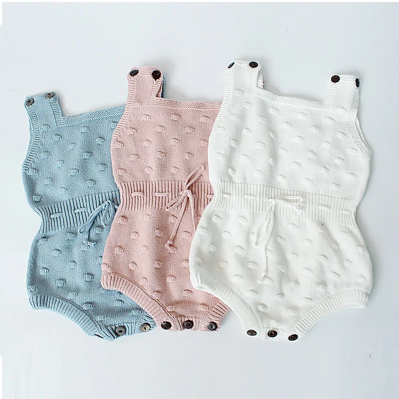 

Baby Girls Knitted Dots Sweater Rompers Candy Color Sweet Children Fashion Autumn Clothing Toddler Infant Clothes
