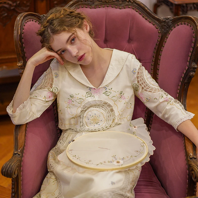 Женское винтажное платье принцессы LYNETTE'S с вышивкой крючком оригинальный