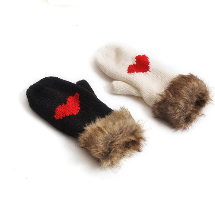 Lovely thick warm woolen mittens hanging winter love glove Bo Mao Xiannv 189 | Перчатки и варежки