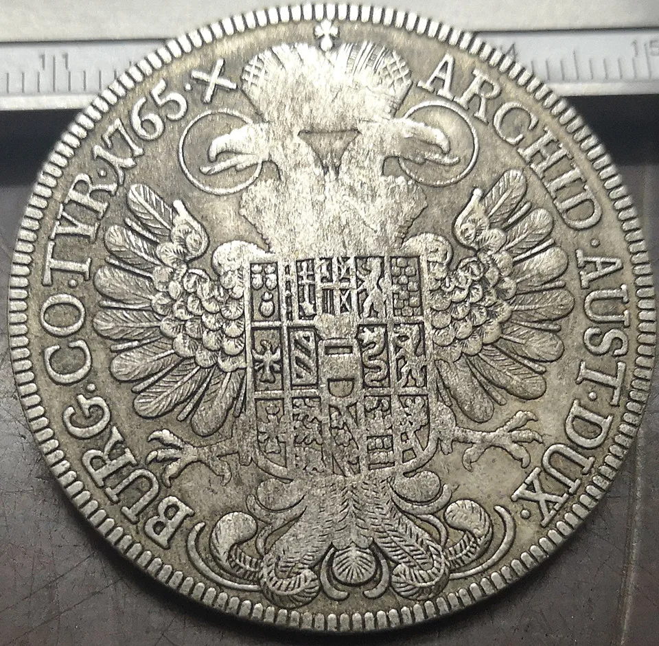 1765 Австрия хабсбург 1 thaler Maria Theresia hall Taler Посеребренная копировальная