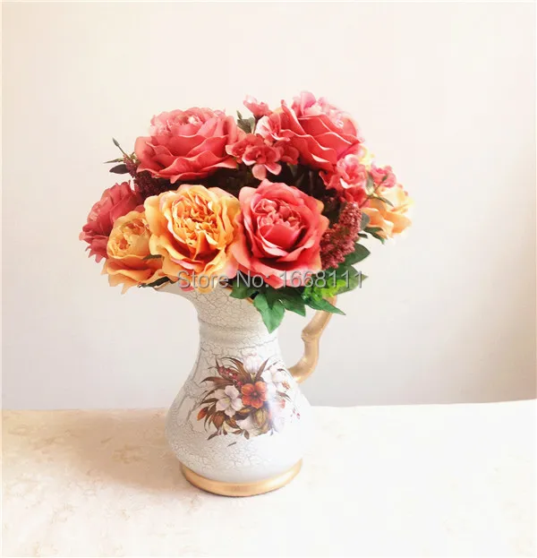 Букет пионов (6 головок/шт.) искусственные цветы Европа масляные краски эффект