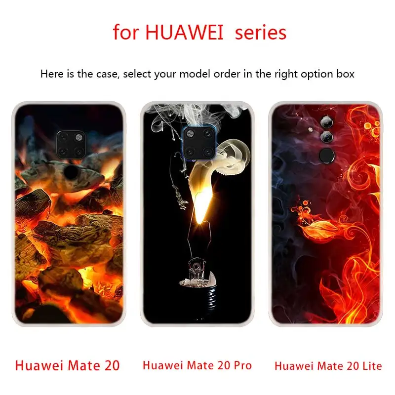 Чехлы с рисунком огня и дыма для телефонов Huawei Mate 30 20 10 Lite Pro Мягкий силиконовый
