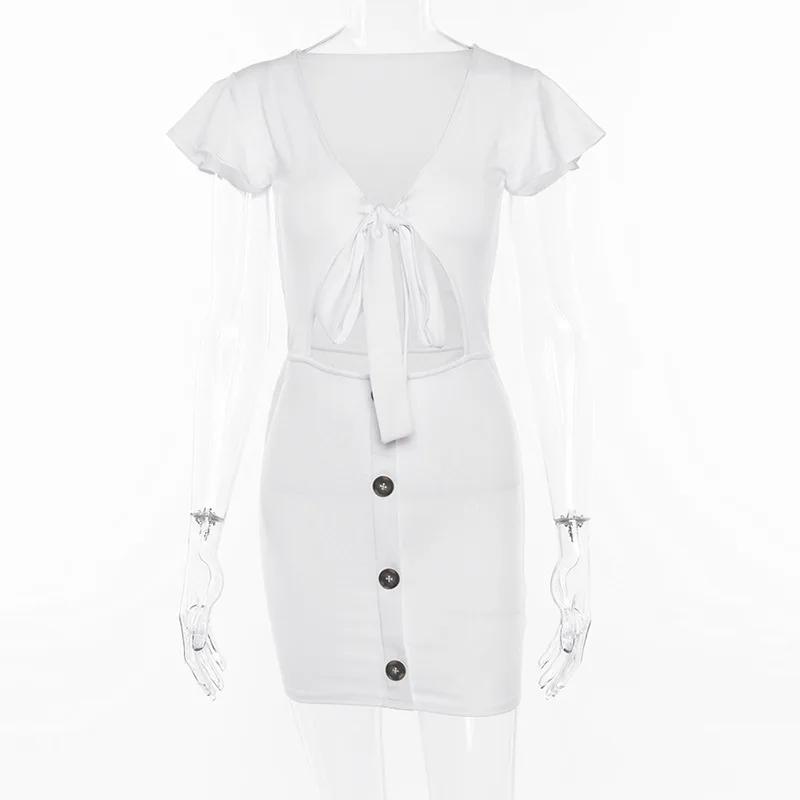 ZTVitality 2018 Vestidos Новый сексуальный Оболочка одноцветное мини-платье с бантиком
