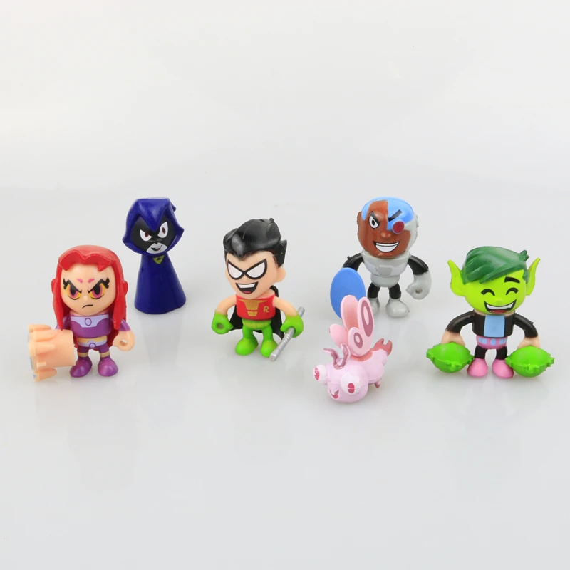 6 шт./компл. Робин Зверь Мальчик Ворон киборг Титанов Рисунок Игрушки Teen Titans Go