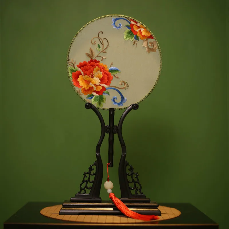 1 шт. чистый шелк Дворцовый стиль Шелковый веер ручная работа вышивка круглый