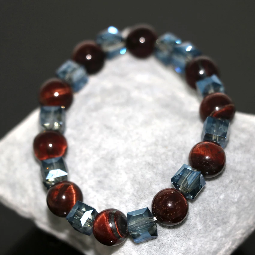 Оптовая цена натуральный красный тигр глаз камень браслеты 10 мм Круглые бусины 8