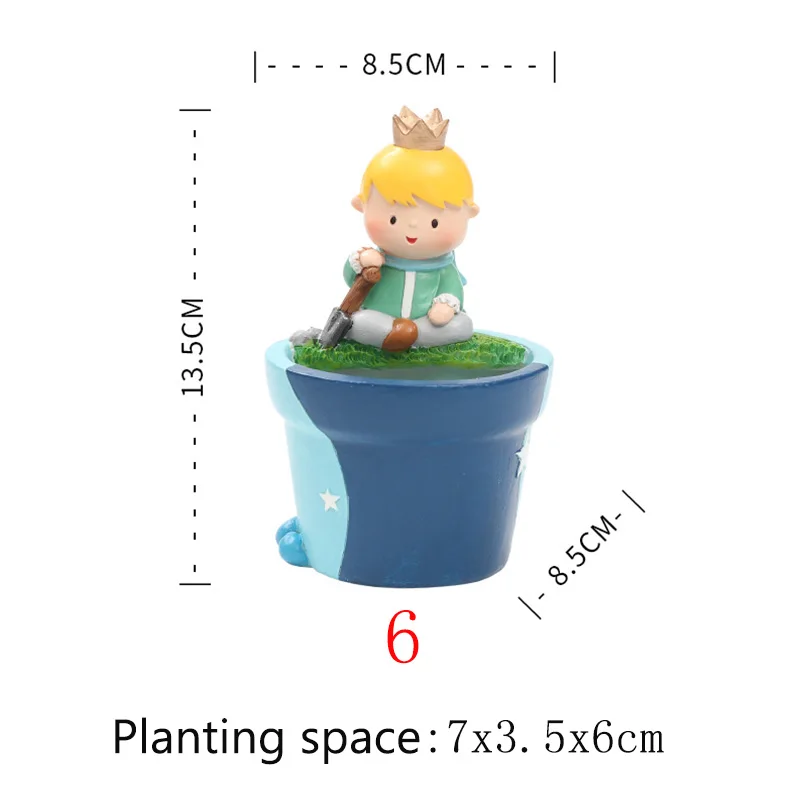 1PC New Cute Little Prince Succulent Planter Pots Resin Little Boy Flowerpot Bonsai Crafts Home Garden Yard Decor Birthday Gifts images - 6