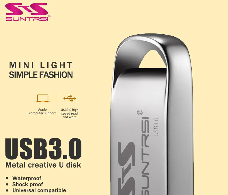 Suntrsi флеш-накопитель usb 3,0, 128 ГБ, 64 ГБ, металлическая ручка-накопитель, реальная емкость, флеш-накопитель, высокоскоростная usb карта памяти