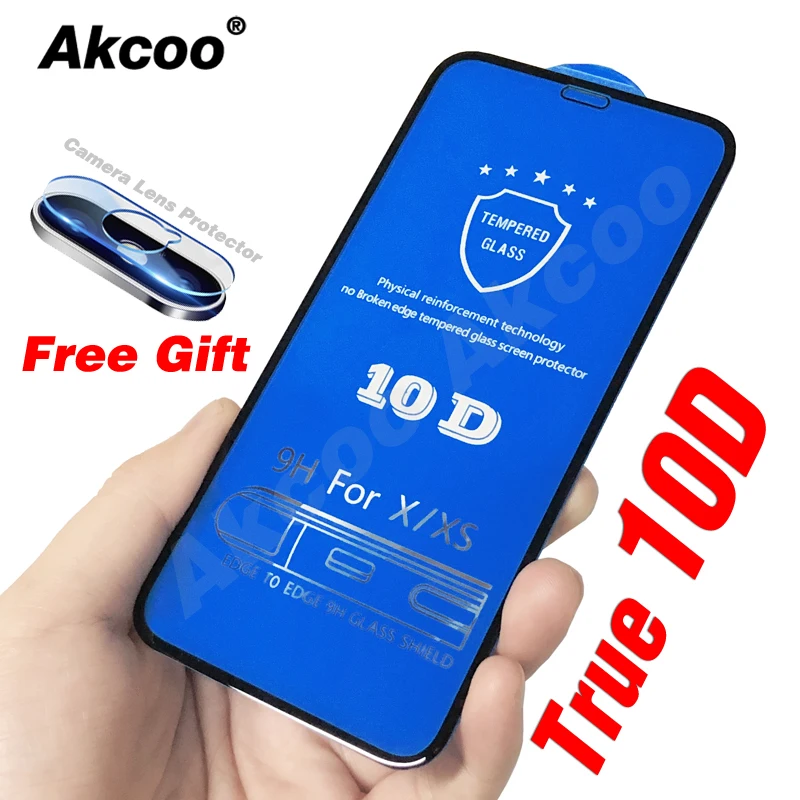 Akcoo TRUE 10D закаленное стекло для iPhone XR XS Max защита экрана полное покрытие пленка 6S 7 8