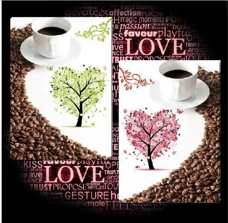 

2pcs/set Needlework DIY Cross stitch,Set Embroidery kit,coffee heart tree Cross-Stitch decoration painting factory wholesale
