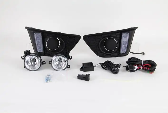 fog light and DRL Дневные ходовые огни для Honda Jazz Fit 12 В светодиодный дневной свет DRL противотуманная фара крышка с поворотным сигналом стиль реле - Цвет: fog light and DRL