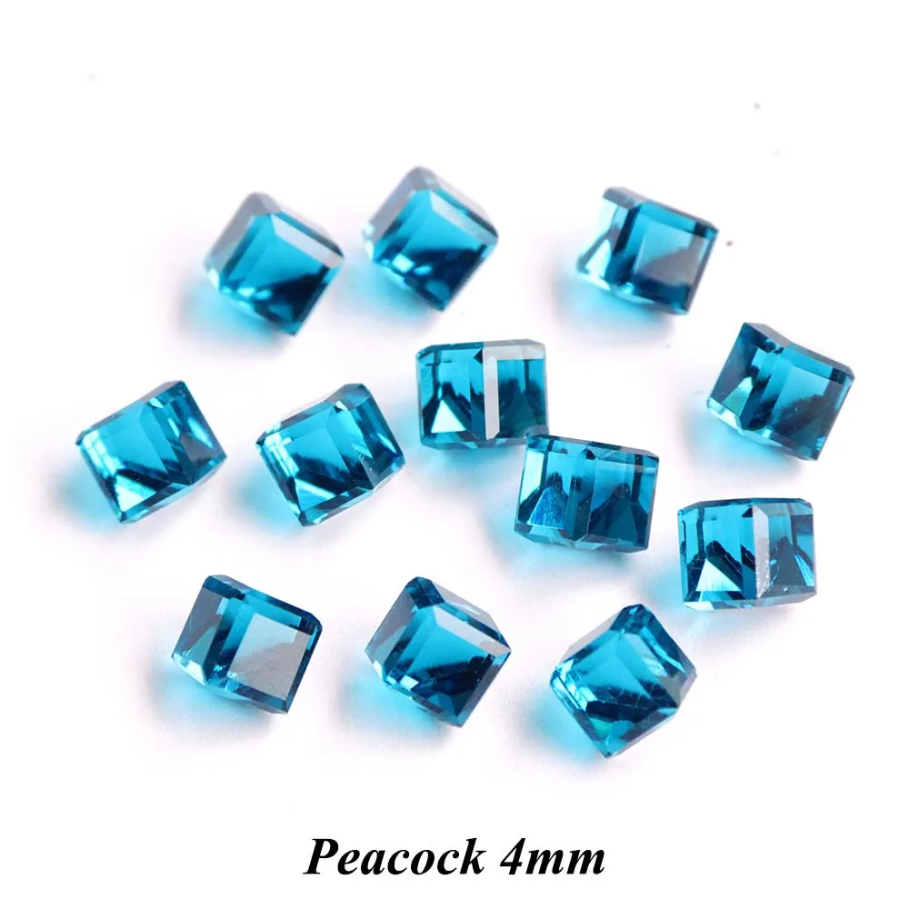 Peacock 4mm 10 шт. очарование ногтей с украшением в виде кристаллов Стразы 3D драгоценный камень ювелирные украшения Радуга куб квадратный гель декоративный камень для ногтей Аксессуары для маникюра BE666 - Цвет: Peacock 4mm
