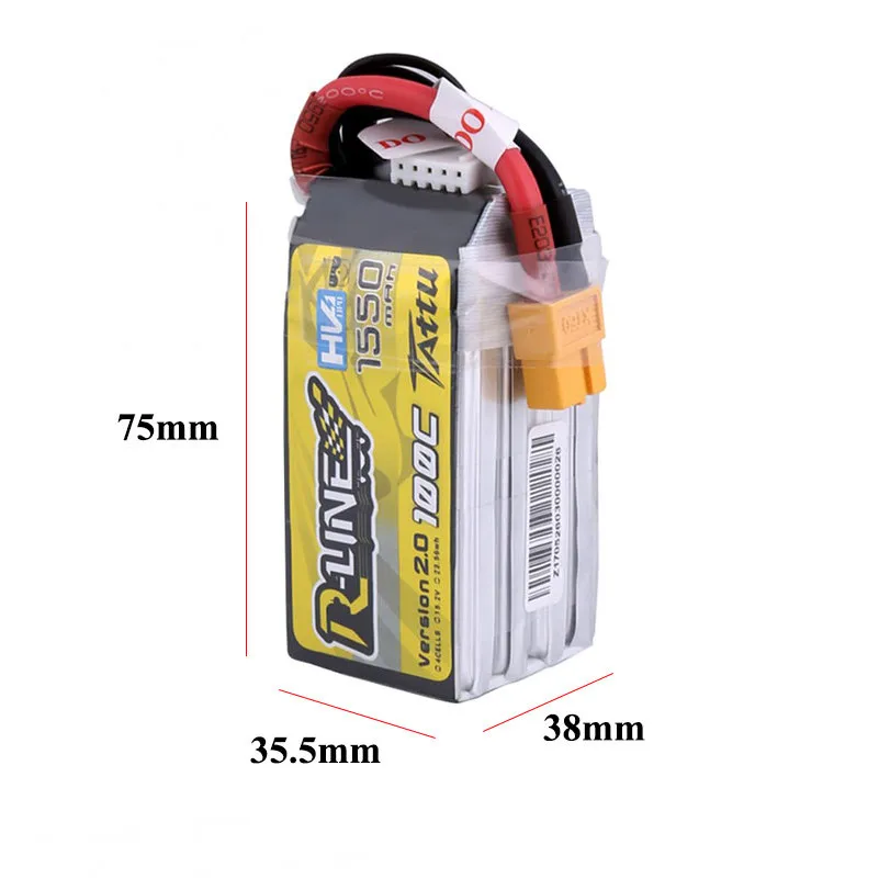 Tattu R Line версия 2 0 1550 мАч 15 c 4S 250 в HV Lipo батарея с разъемом XT60 для размер 3D FPV гоночный