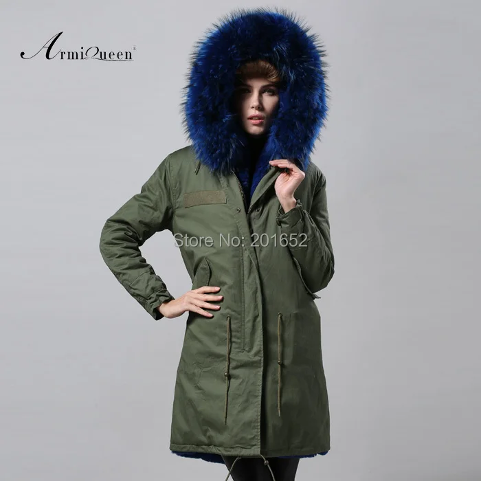 Женская зимняя теплая парка из енота Высококачественная искусственного меха