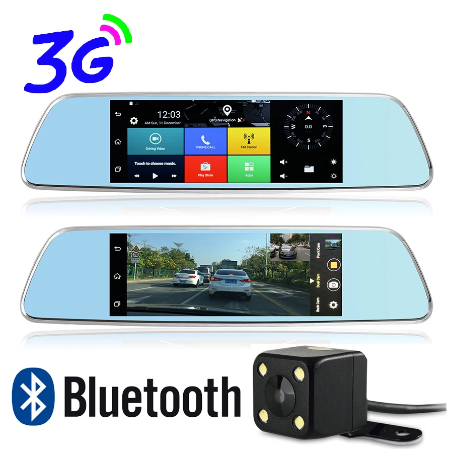 7 дюймов Bluetooth WiFi Android 3g автомобиль с сим картой gps навигации Full HD 1080 P двойной