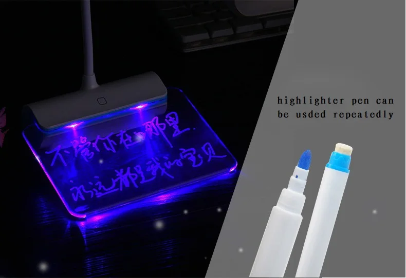 HJYVIOTIN перезаряжаемая Настольная лампа с доской для сообщений DC5V USB светодиодный светильник сенсорный выключатель Luminaria De Mesa ночной Светильник s подарок для чтения