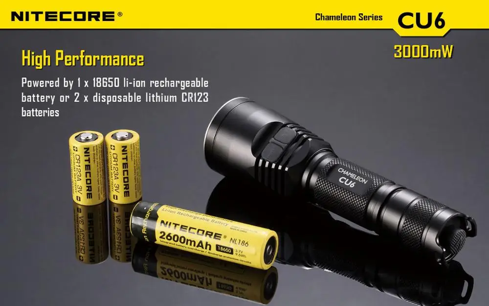 Цена оптовой продажи NITECORE CB6 CG6 CR6 CI6 CU6 CREE XP-G XP-E 4x СИД чипы фонарик без 18650 Батарея