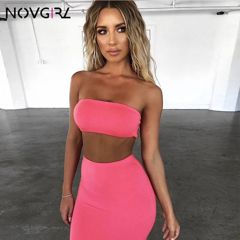 Платье двойка Novgirl Клубное вечернее сексуальное длинное с открытыми плечами без