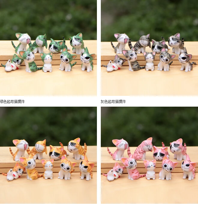 Figuras de Anime japonesas, mu&ntilde;ecos de juguete de Cheese Cat, 9 unids/lote-0