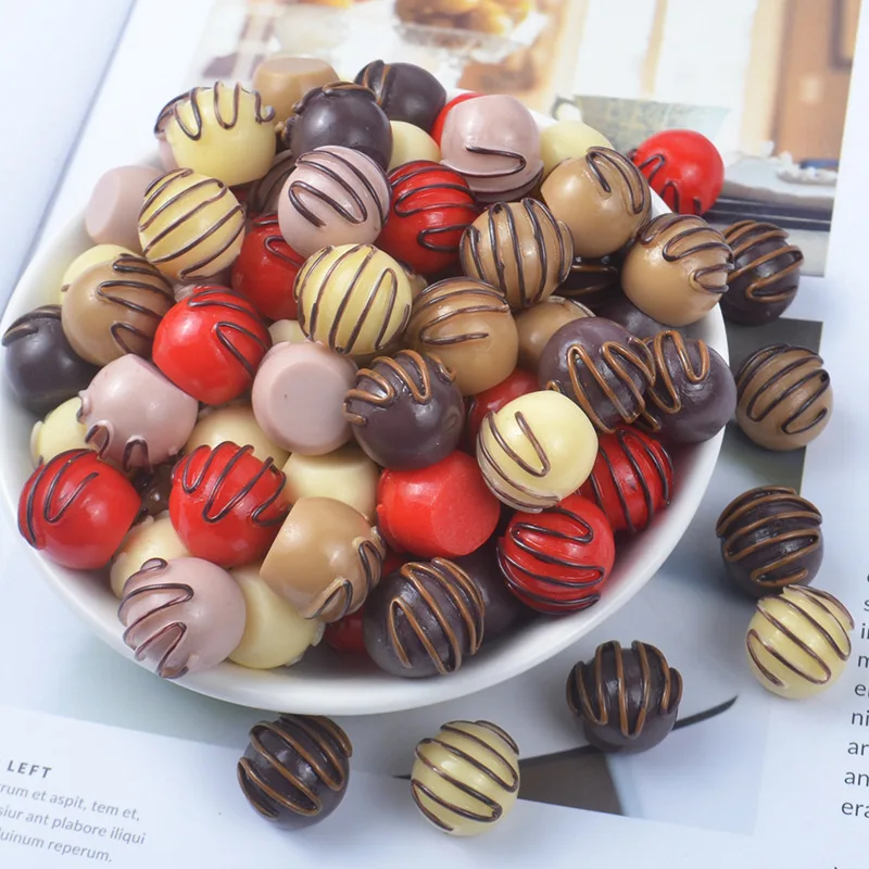 10 шт. моделирование шоколадный шар Смола Кабошон Круглые Искусственные продукты