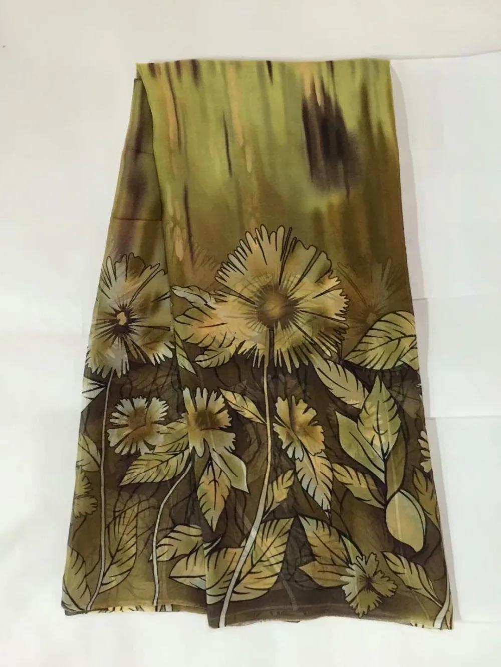 140cm Printed Nature Silk Chiffon Fabric For Crafts Material Sewing Women Dress Scarf Clothes Textile100% silk 6M/M DSF22
